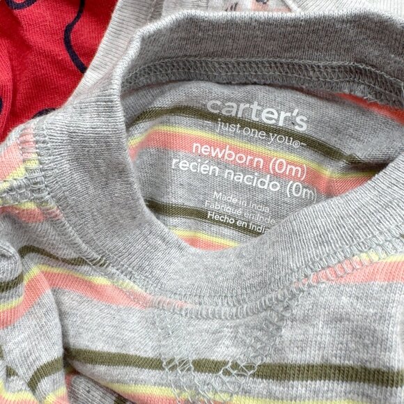 Carter's Newborn Baby Bundle Rompers 3-Pack Sleeveless Casual Dino Stripes - Picture 2 of 2